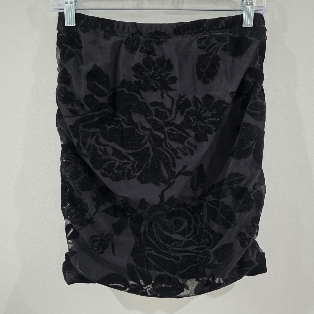 Velvet Burnout‎ Mini Skirt Size Black Floral Dark Romantic Coquette Whimsigoth